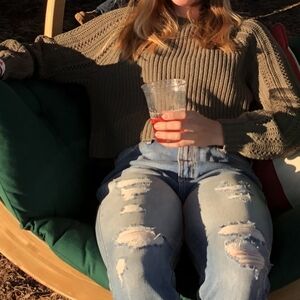 American Eagle Outfitters Olive Green Sweater